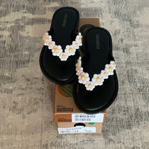 Mini Melissa child size 13 “Barbie daisy” slip on sandals.